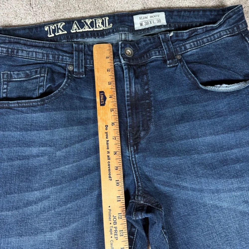 TK Axel Slim Boot Men's 38x30 Dark Wash Blue Denim Jeans Stretch Cotton Blend